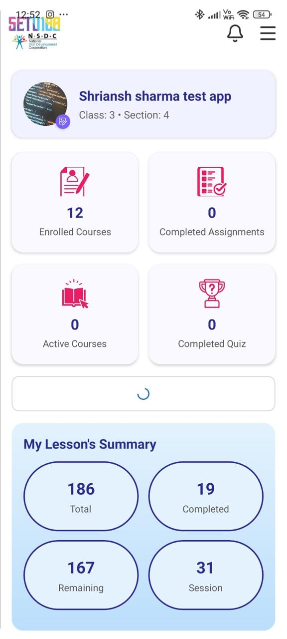 Setu100 app dashboard